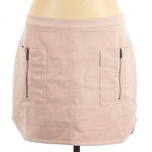 BCBG blush suede skirt with zipper details